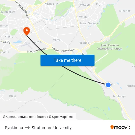Syokimau to Strathmore University map