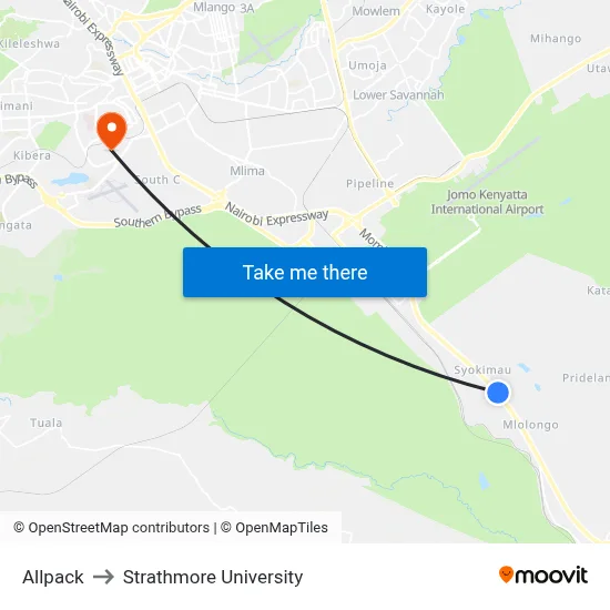 Allpack to Strathmore University map