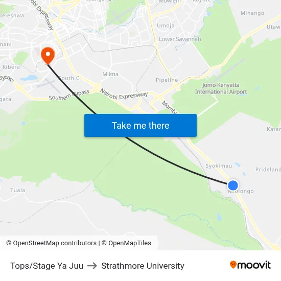 Tops/Stage Ya Juu to Strathmore University map