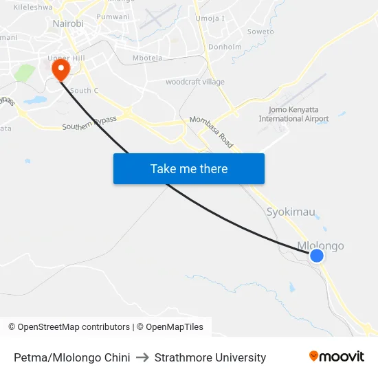Petma/Mlolongo Chini to Strathmore University map