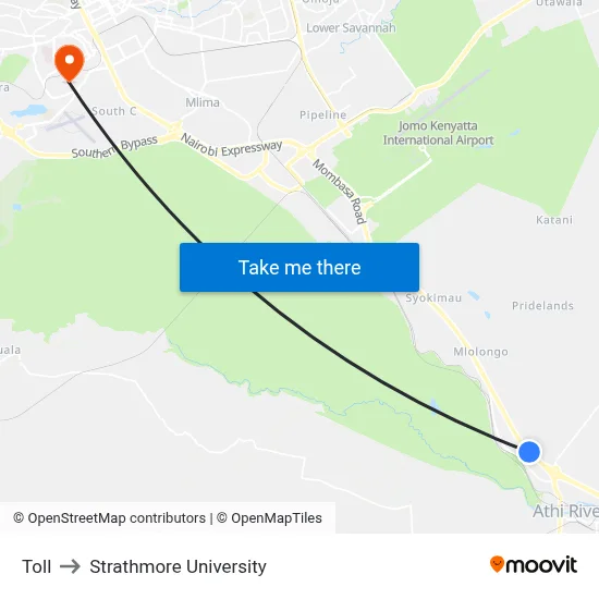 Toll to Strathmore University map