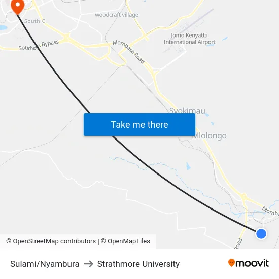 Sulami/Nyambura to Strathmore University map