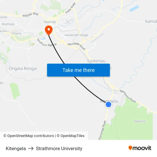 Kitengela to Strathmore University map