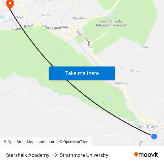 Starsheik Academy to Strathmore University map