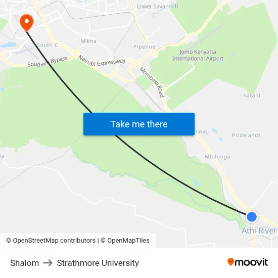 Shalom to Strathmore University map