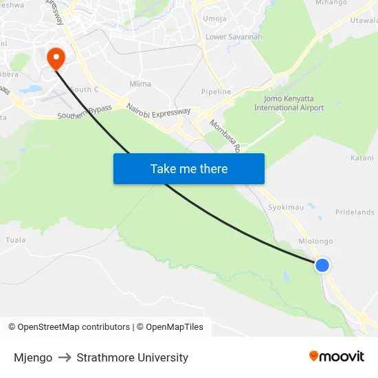 Mjengo to Strathmore University map