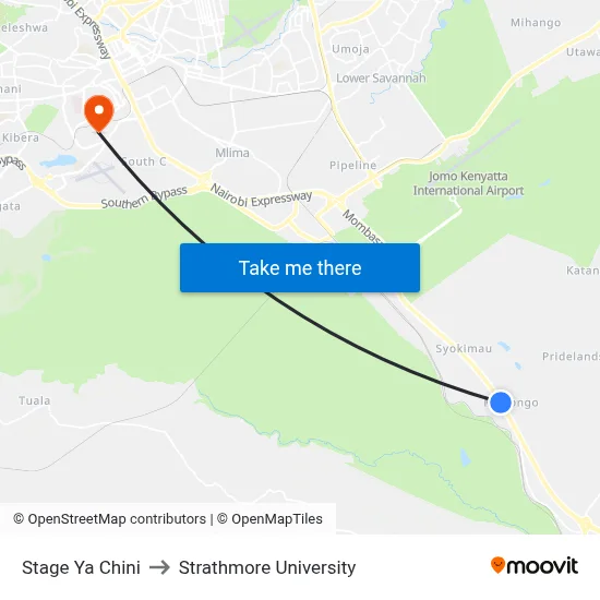 Stage Ya Chini to Strathmore University map