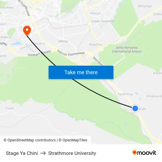 Stage  Ya Chini to Strathmore University map