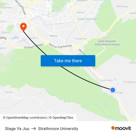 Stage Ya Juu to Strathmore University map