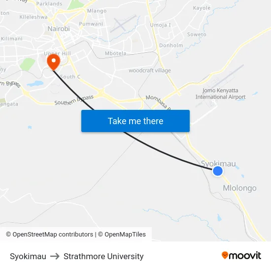 Syokimau to Strathmore University map
