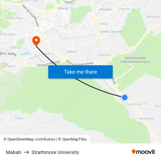 Mabati to Strathmore University map