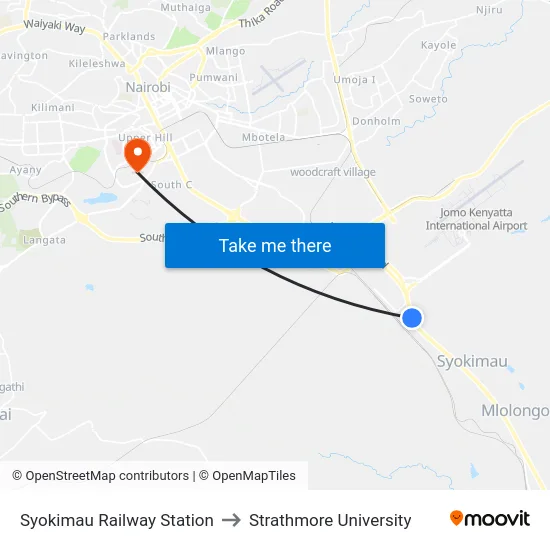 Syokimau Railway Station to Strathmore University map