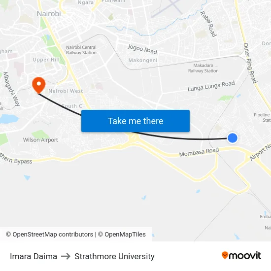 Imara Daima to Strathmore University map