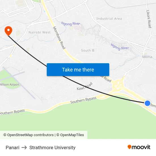Panari to Strathmore University map