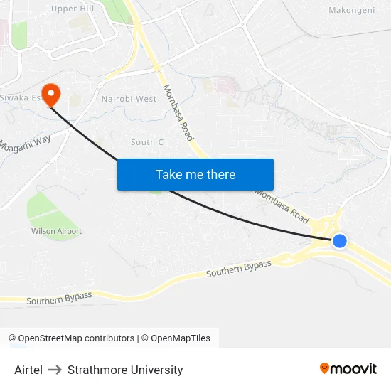 Airtel to Strathmore University map