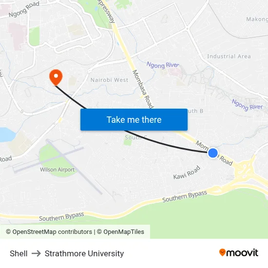 Shell to Strathmore University map