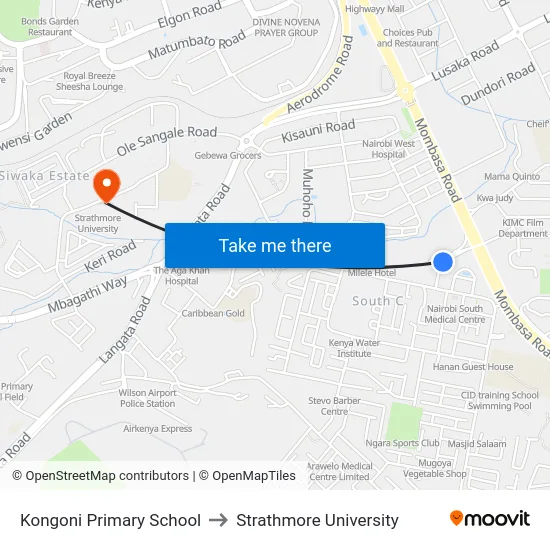 Kongoni Primary School to Strathmore University map