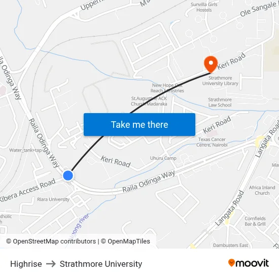 Highrise to Strathmore University map