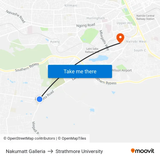 Nakumatt Galleria to Strathmore University map