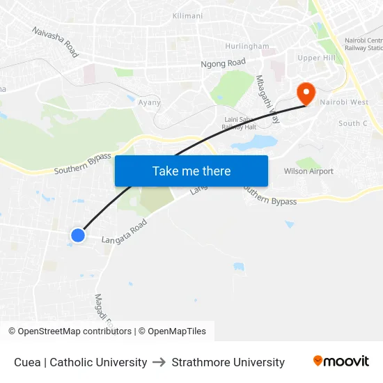Cuea | Catholic University to Strathmore University map