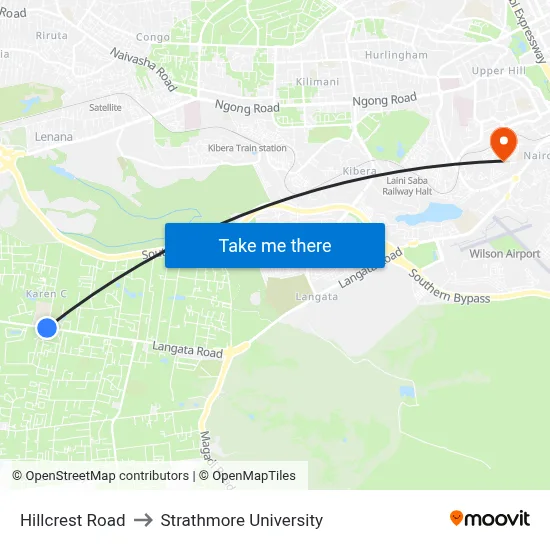 Hillcrest Road to Strathmore University map
