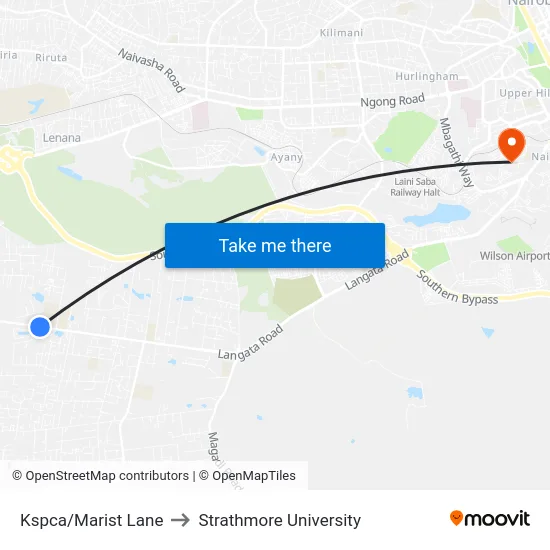Kspca/Marist Lane to Strathmore University map