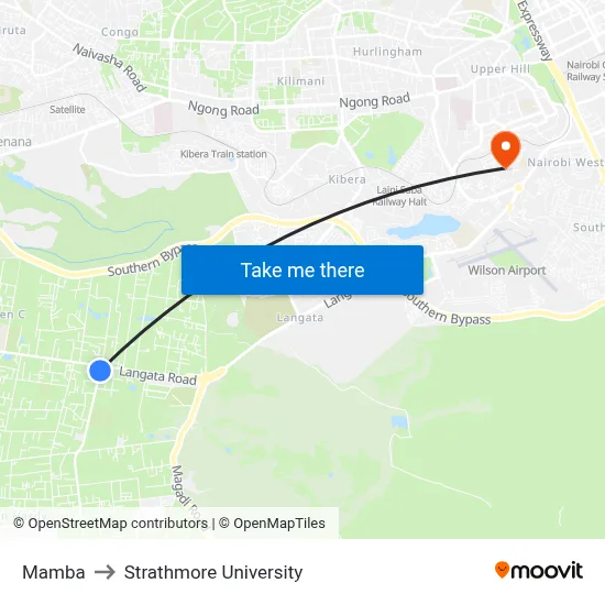 Mamba to Strathmore University map