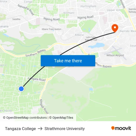 Tangaza College to Strathmore University map