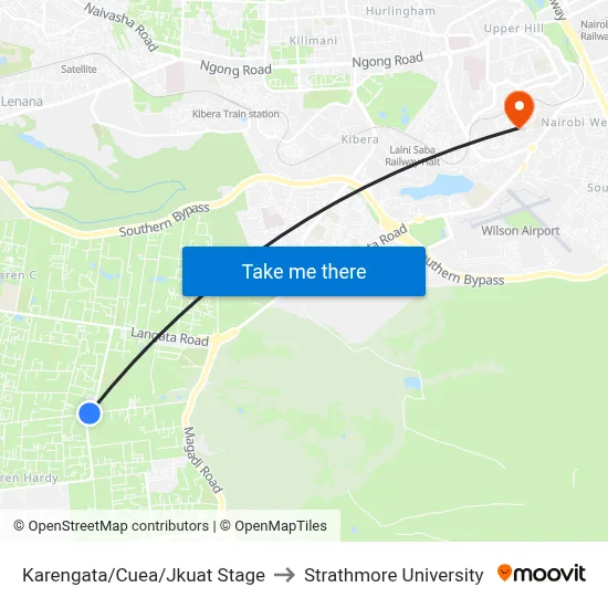 Karengata/Cuea/Jkuat Stage to Strathmore University map