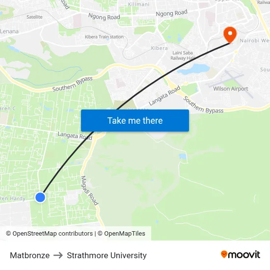Matbronze to Strathmore University map