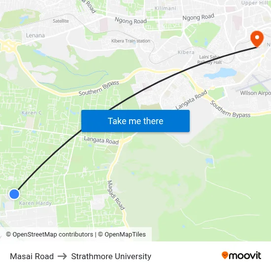 Masai Road to Strathmore University map