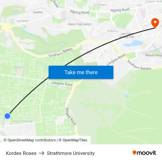 Kordes Roses to Strathmore University map