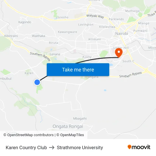 Karen Country Club to Strathmore University map