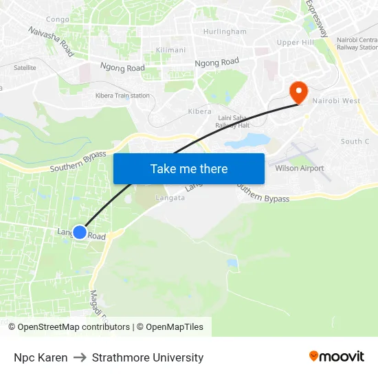 Npc Karen to Strathmore University map