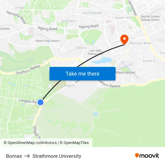 Bomas to Strathmore University map