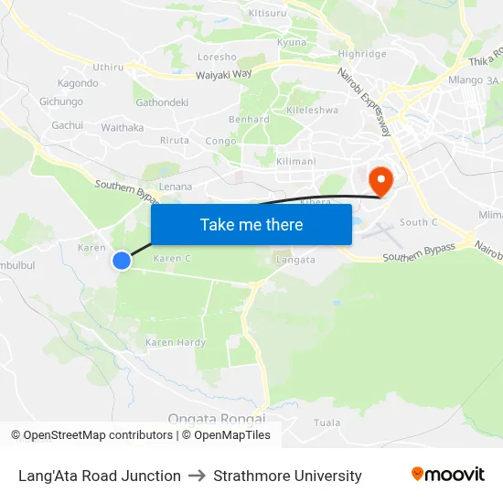 Lang'Ata Road Junction to Strathmore University map