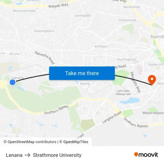 Lenana to Strathmore University map