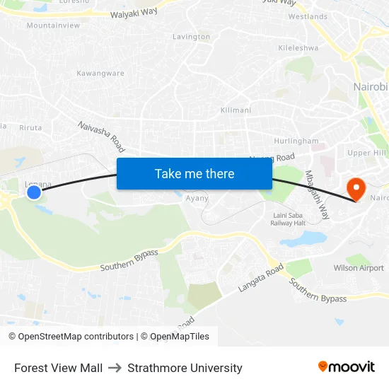 Forest View Mall to Strathmore University map
