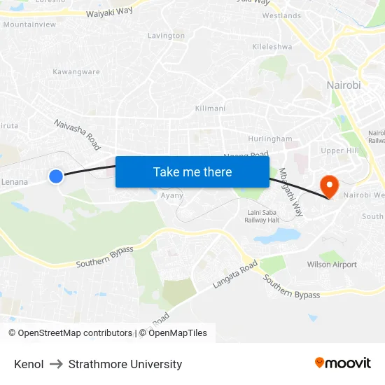 Kenol to Strathmore University map