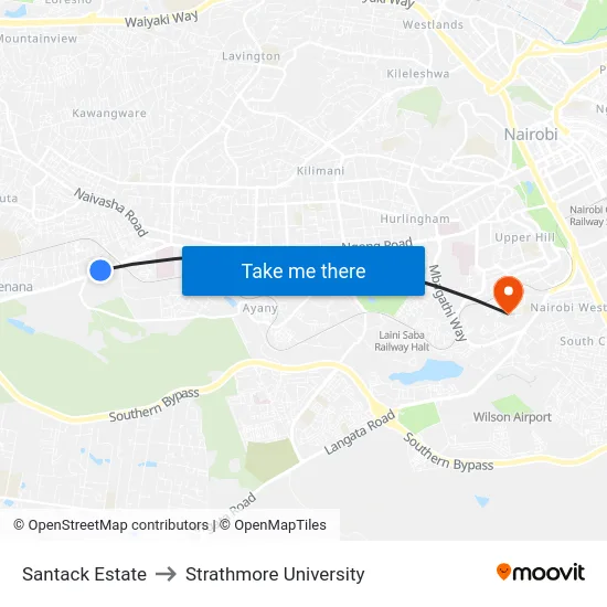 Santack Estate to Strathmore University map