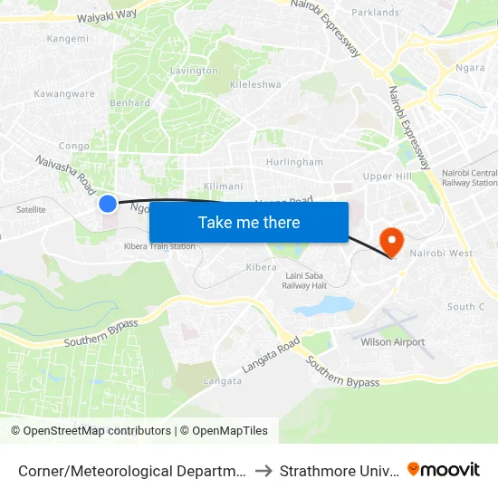 Corner/Meteorological Department/Total to Strathmore University map