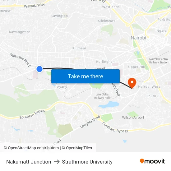 Nakumatt Junction to Strathmore University map