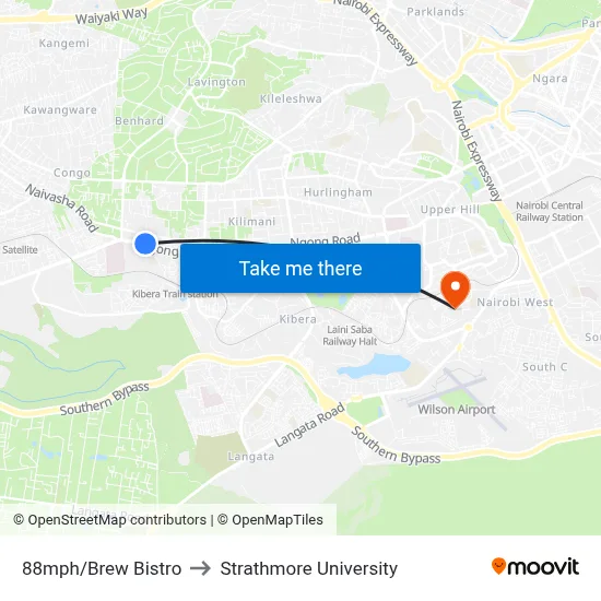 88mph/Brew Bistro to Strathmore University map