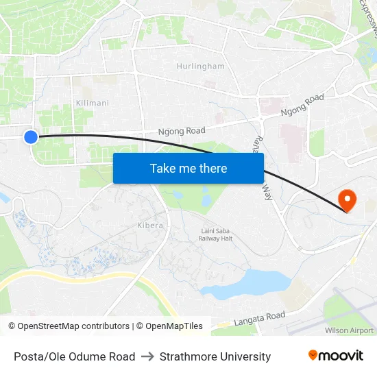 Posta/Ole Odume Road to Strathmore University map