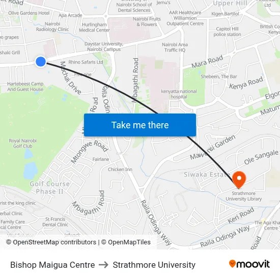 Bishop Maigua Centre to Strathmore University map