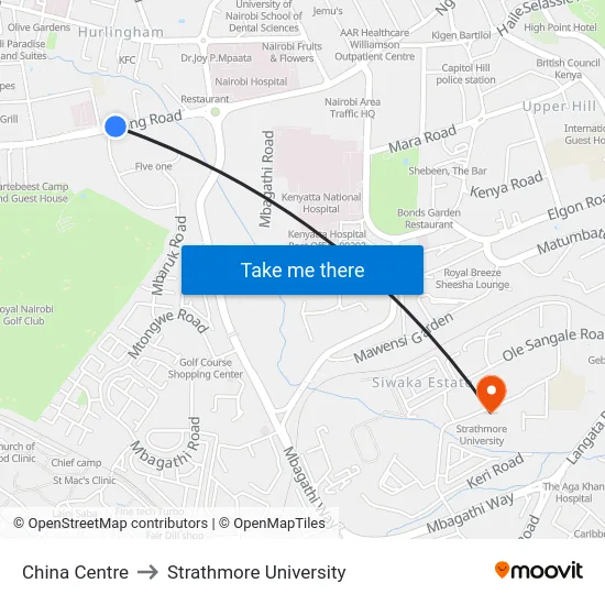 China Centre to Strathmore University map