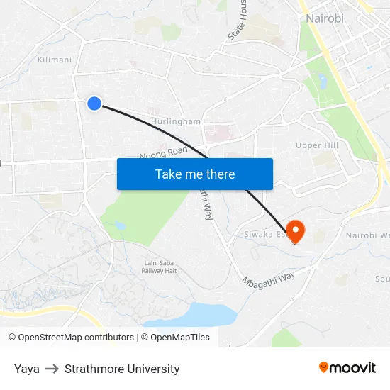 Yaya to Strathmore University map