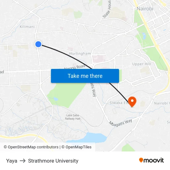 Yaya to Strathmore University map