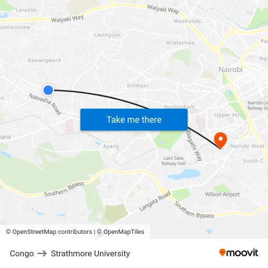 Congo to Strathmore University map
