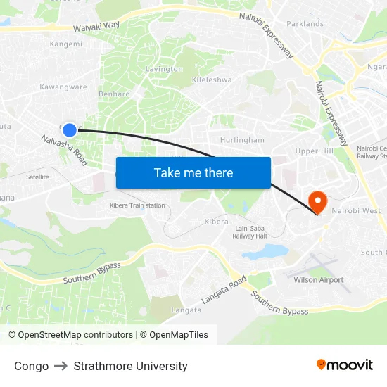 Congo to Strathmore University map